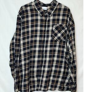 Columbia Men's Size 2XL Black/Tan Plaid Long Sleeve Button Up Flannel Shirt